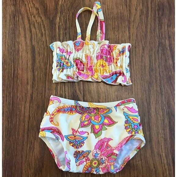 RuffleButts bikini smocked Swimsuit - Picture 1 of 4